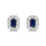 Load image into Gallery viewer, Blue Sapphire and Diamond Double Halo Stud Earrings
