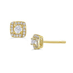 Load image into Gallery viewer, Diamond Halo Stud Earrings in 14k yellow gold