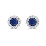 Load image into Gallery viewer, Blue Sapphire and Diamond Halo Stud Earrings

