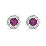 Load image into Gallery viewer, Ruby and Diamond Halo Stud Earrings