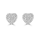 Diamond Cluster Heart Stud Earrings  