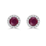 Load image into Gallery viewer, Ruby and Diamond Halo Martini Stud Earrings