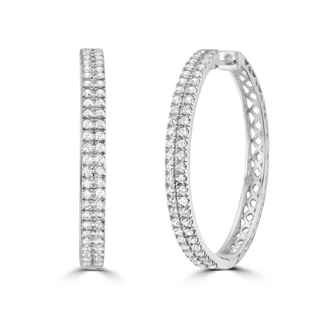 Double Row Diamond Hoop Earrings