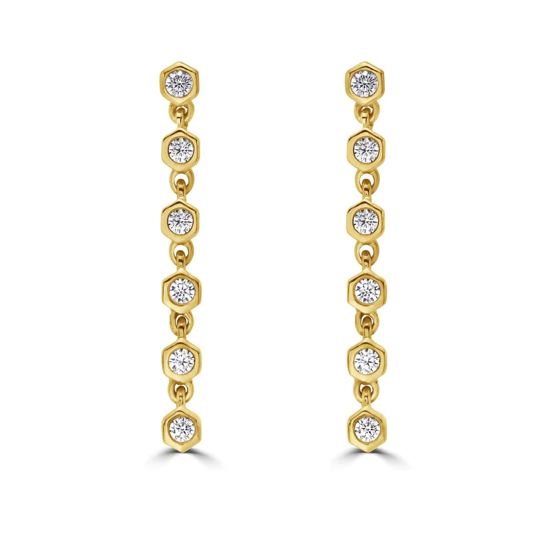 Honeycomb Diamond Dangling Earrings