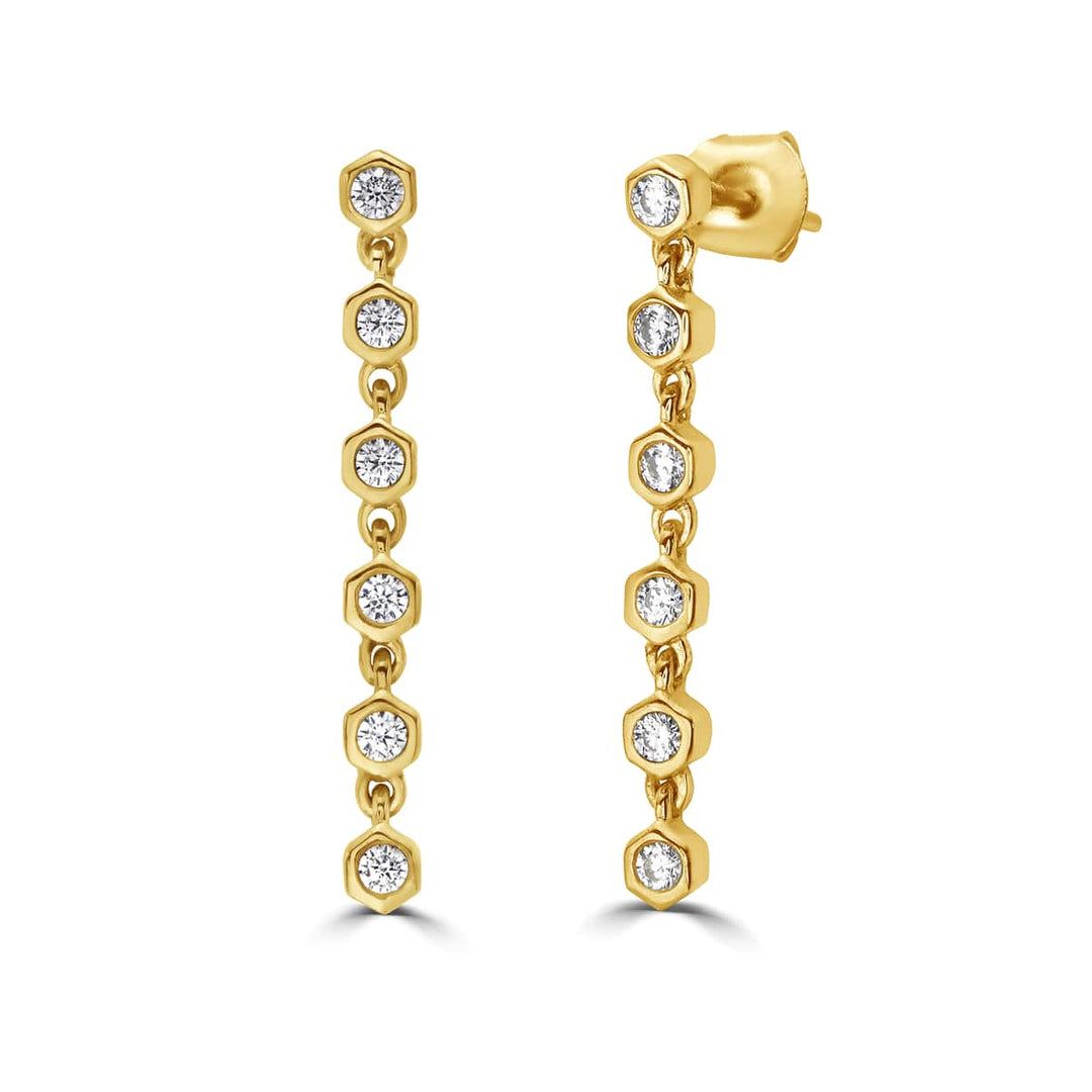 Honeycomb Diamond Dangling Earrings  