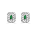 Load image into Gallery viewer, Emerald Baguette and Diamond Double Halo Stud Earrings
