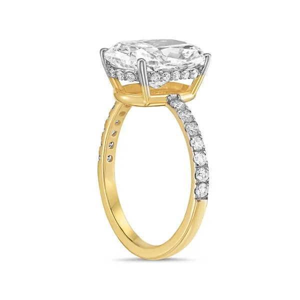 Elongated Cushion Cut Lab Diamond Engagement Ring - Side View-2