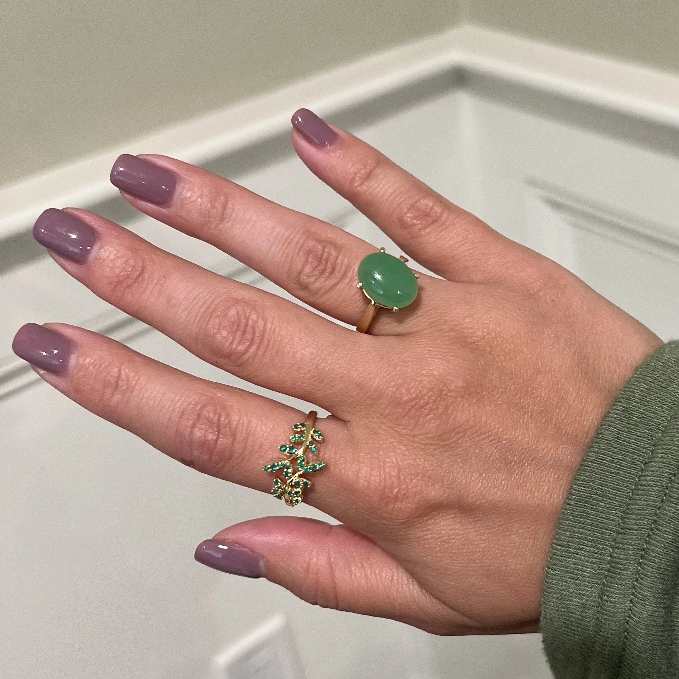 Emerald Leaf Ring in Mansi Jewelry