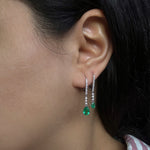 Load image into Gallery viewer, Pear Shaped Emeralds with Diamonds in Dangle Earrlngs
