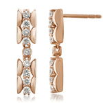 Load image into Gallery viewer, Scalloped textured mini dangle earrings with diamonds in 14k rose gold