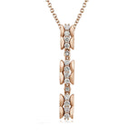 Load image into Gallery viewer, scalloped texture long vertical pendant with diamonds in 14k rose gold