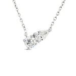 Load image into Gallery viewer, toi et moi round and pear diamond pendant in 14k white gold
