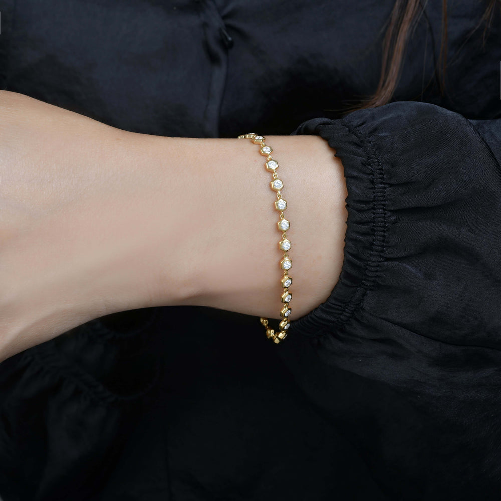 Honeycomb Cz Bezel Bracelet-2