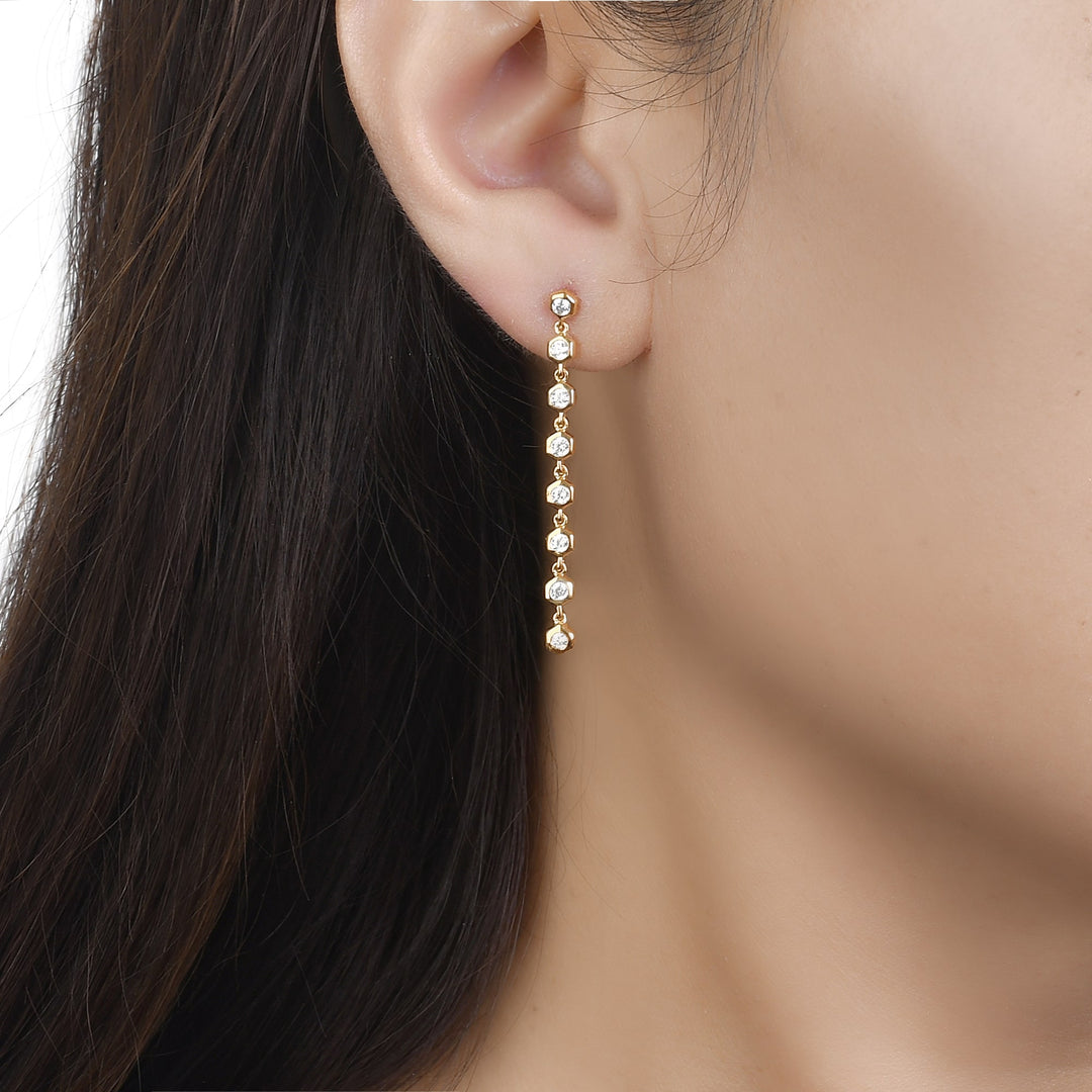 Honeycomb Diamond Dangling Earrings