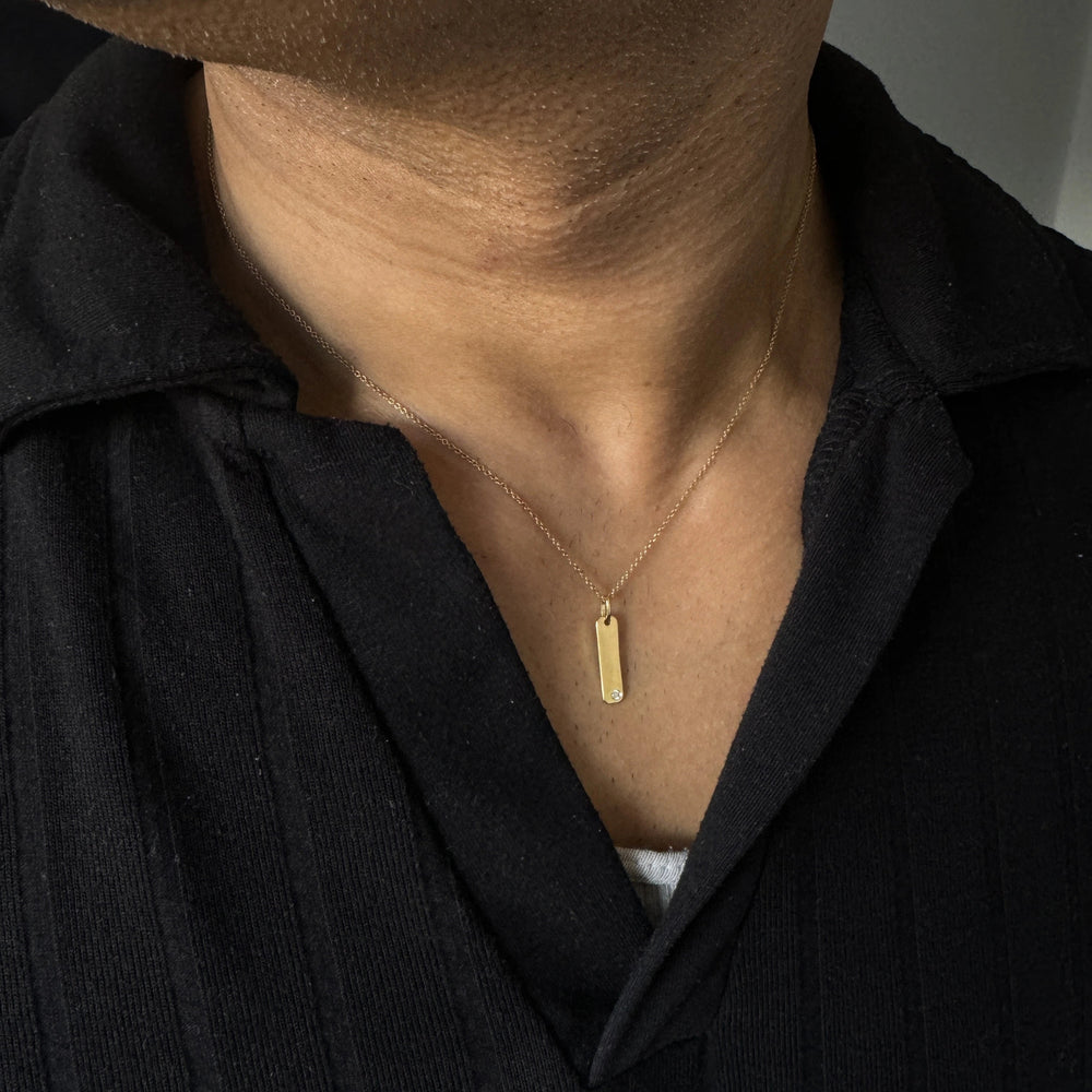Diamond Elongated Tag Pendant-2