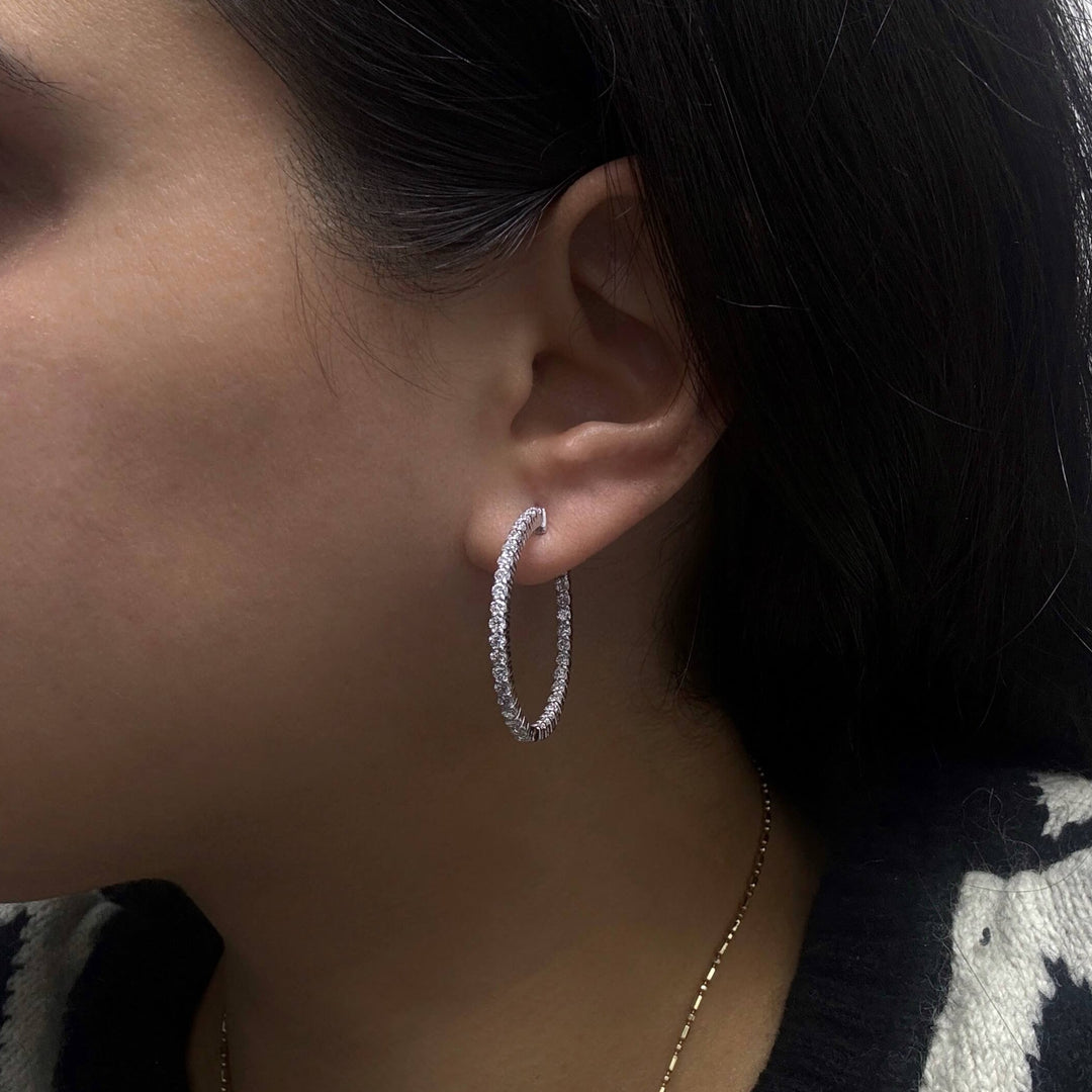 inside out diamond hoop earrings in 14k white gold 2ct