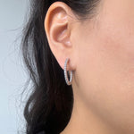 Load image into Gallery viewer, inside out ab diamond slim hoop earrings in white gold

