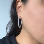 Load image into Gallery viewer, inside out ab diamond slim hoop earrings in white gold
