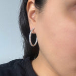 Load image into Gallery viewer, inside out ab diamond slim hoop earrings in white gold
