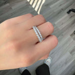 Load image into Gallery viewer, Lab Grown Diamond 11 Stone Half Eternity Ring stack in 14k white gold
