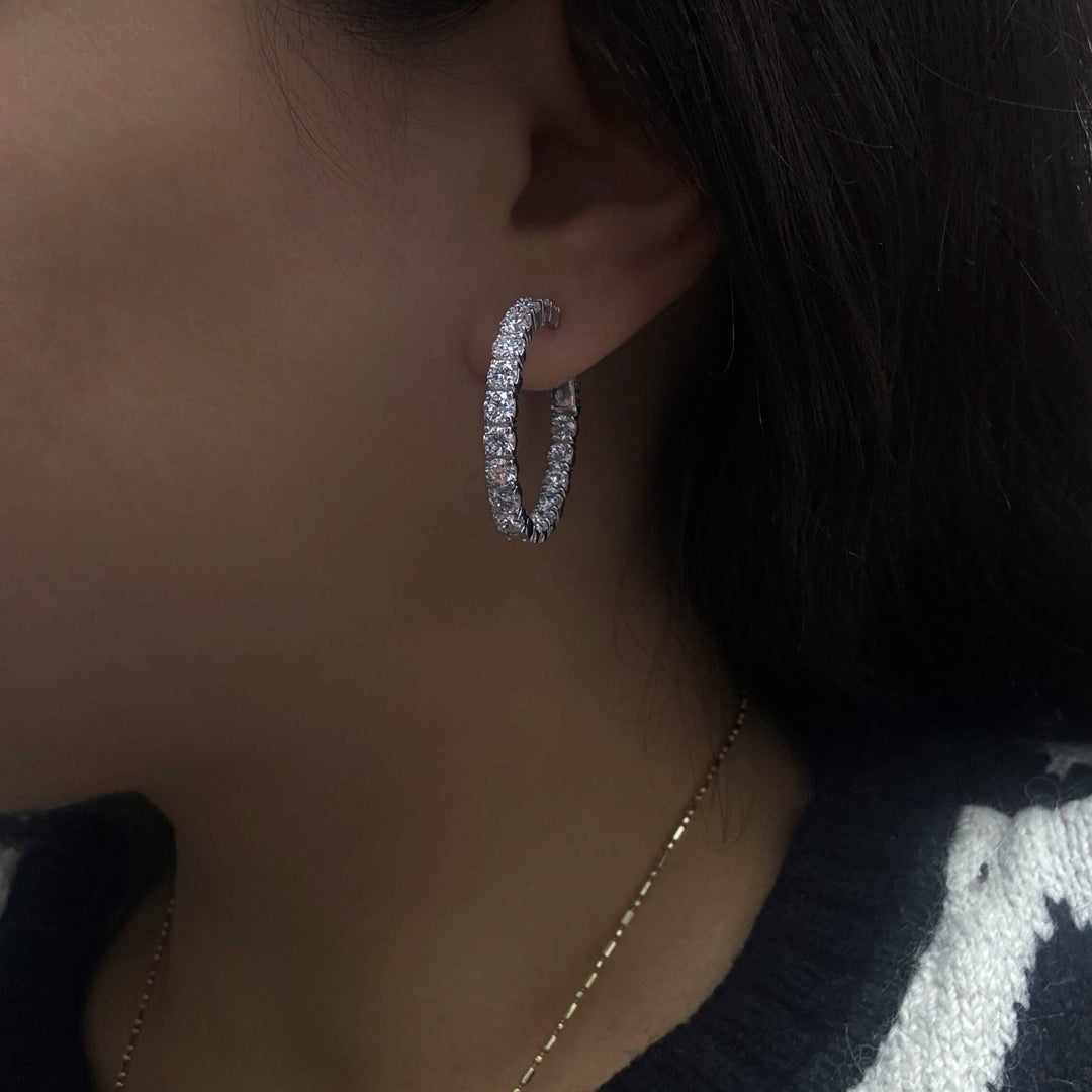 Lab Grown Diamond 5ct Inside-Out Hoop Earrings in 14k white gold