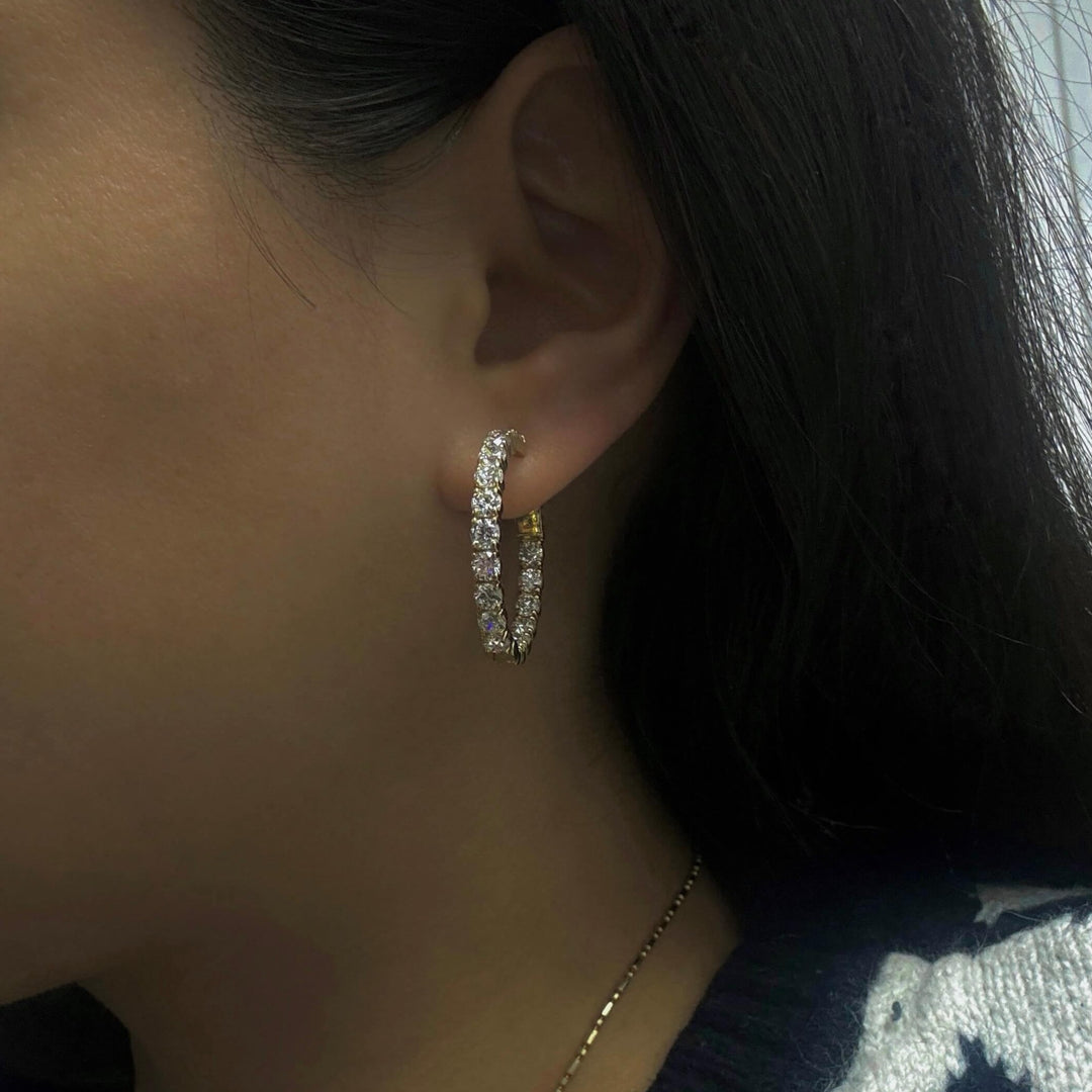 Lab Grown Diamond 5ct Inside-Out Hoop Earrings in 14k yellow gold