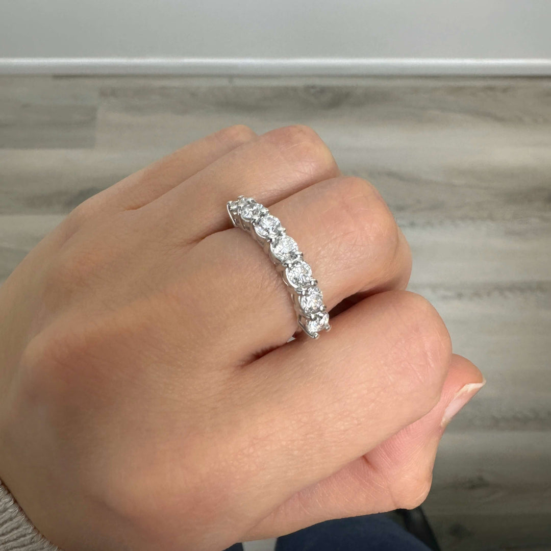 Lab Grown Diamond 7 Stone Half Eternity Ring in 14k white gold