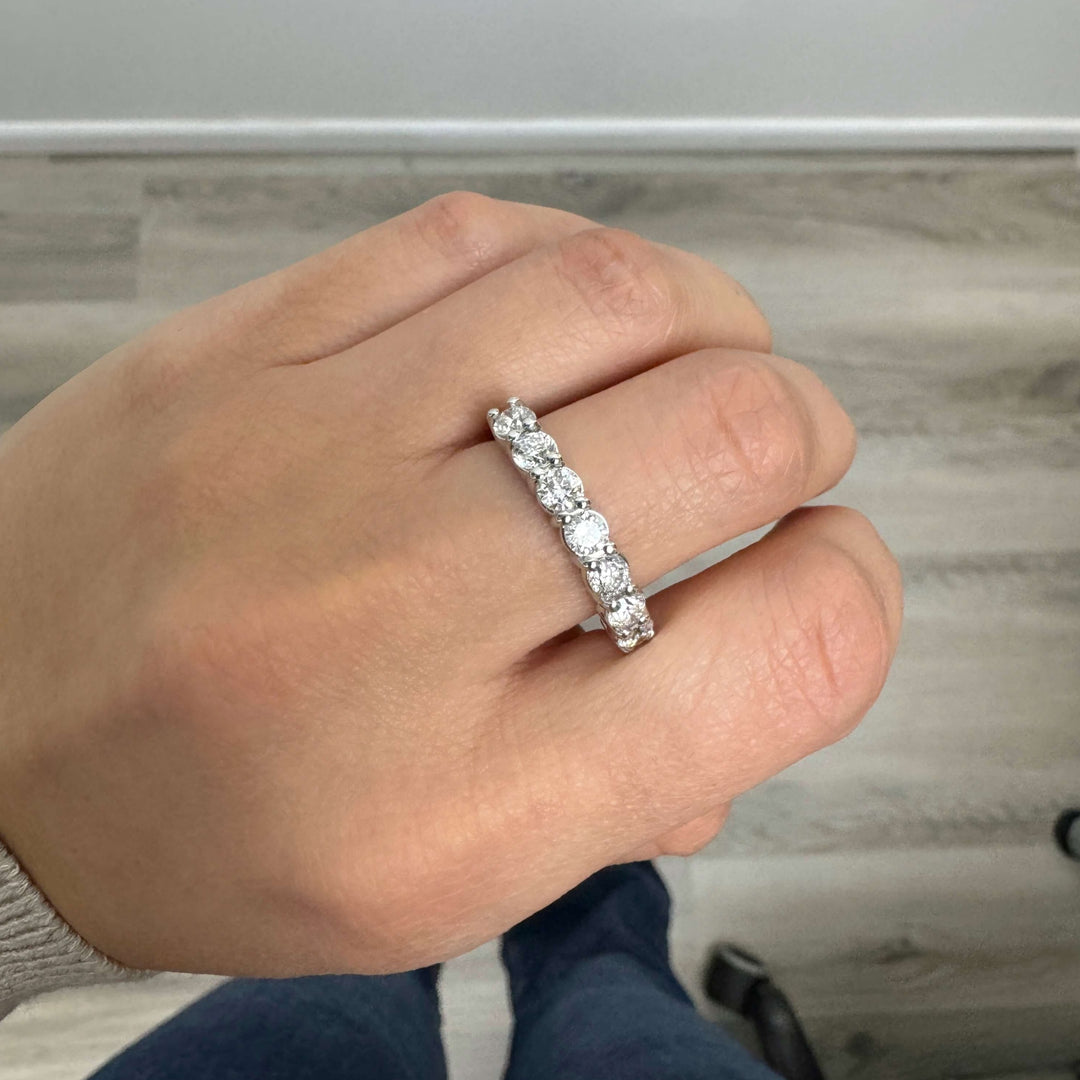 7 Stone Princess Cut Engagement Ring In 14K White Gold | Fascinating  Diamonds
