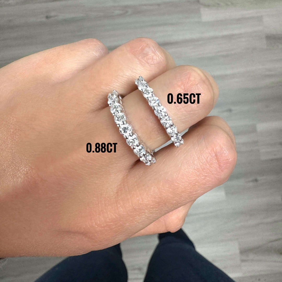 Lab Grown Diamond 9 Stone Half Eternity Ring in 14k white gold with different carat weight