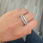 Load image into Gallery viewer, Lab Grown Diamond 9 Stone Half Eternity Ring in 14k white gold stack
