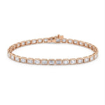 Lab Grown Emerald Diamond Bezel Set Tennis Bracelet in rose gold