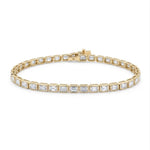 Lab Grown Emerald Diamond Bezel Set Tennis Bracelet in yellow gold
