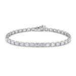 Lab Grown Emerald Diamond Bezel Set Tennis Bracelet in white gold
