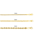 size comparisons of gold rope chains