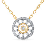 Load image into Gallery viewer, Diamond Baguette and Round Spiral Fashion Pendant in 14k yellow gold
