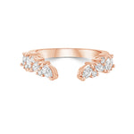 round diamond and marquise diamond wedding band ring with gap in the middle in rose gold