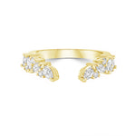 round diamond and marquise diamond wedding band ring with gap in the middle in yellow gold