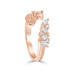 round diamond and marquise diamond wedding band ring with gap in the middle in rose gold