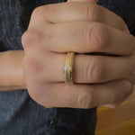 Load image into Gallery viewer, Mens Single Diamond Band Ring in 14k yellow gold