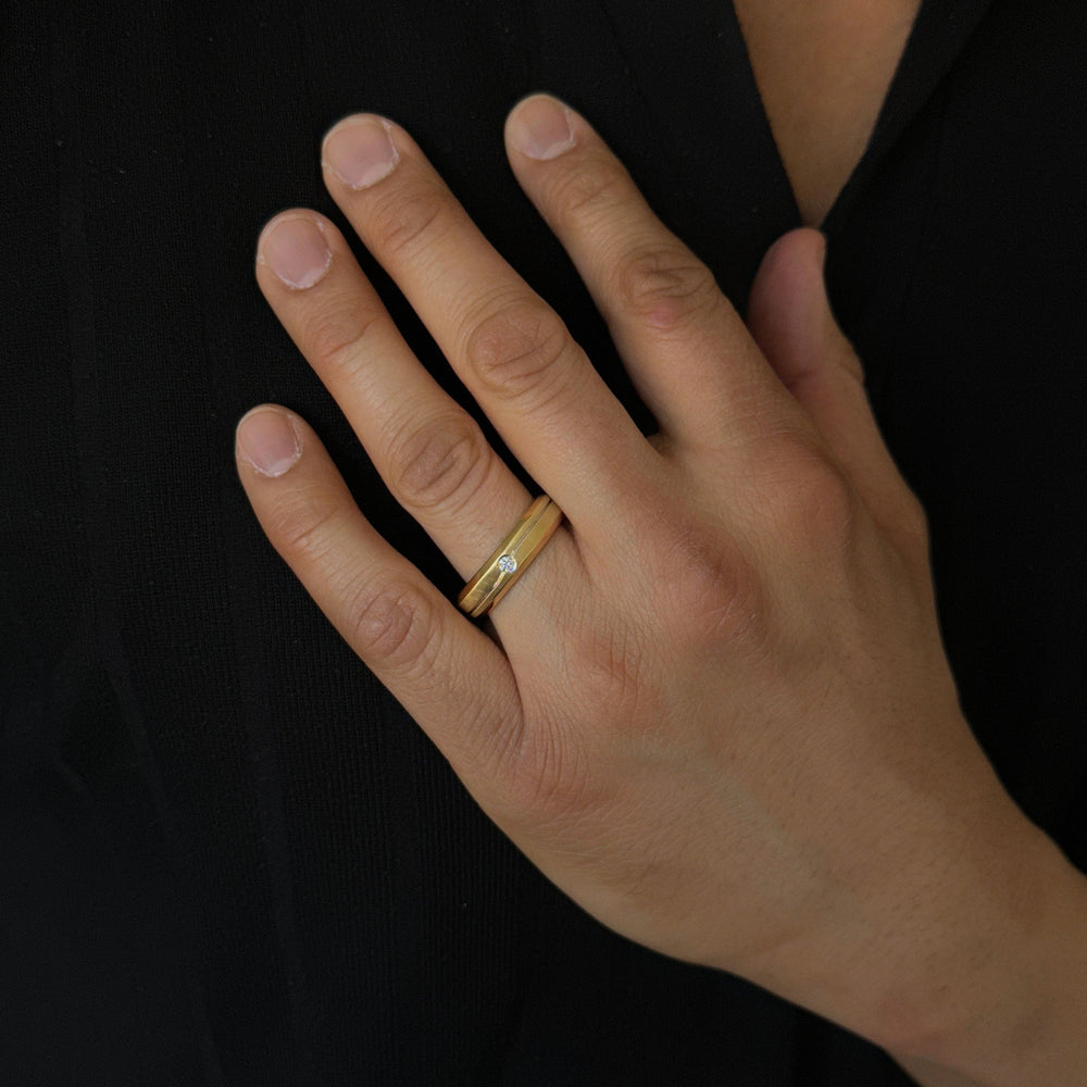 Mens Single Diamond Band Ring-2