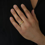 Mens Single Diamond Band Ring in 14k yellow gold 