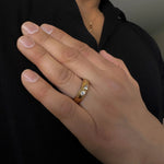 Load image into Gallery viewer, Mens Wedding Band Toi Et Moi Heart and Pear Diamond Band Ring in 14k yellow gold  
