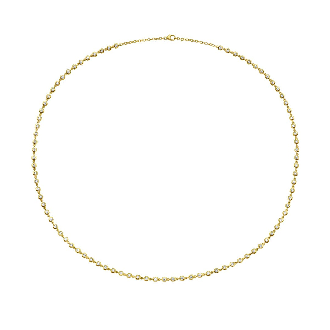 Honeycomb Cz Bezel Tennis Necklace-3