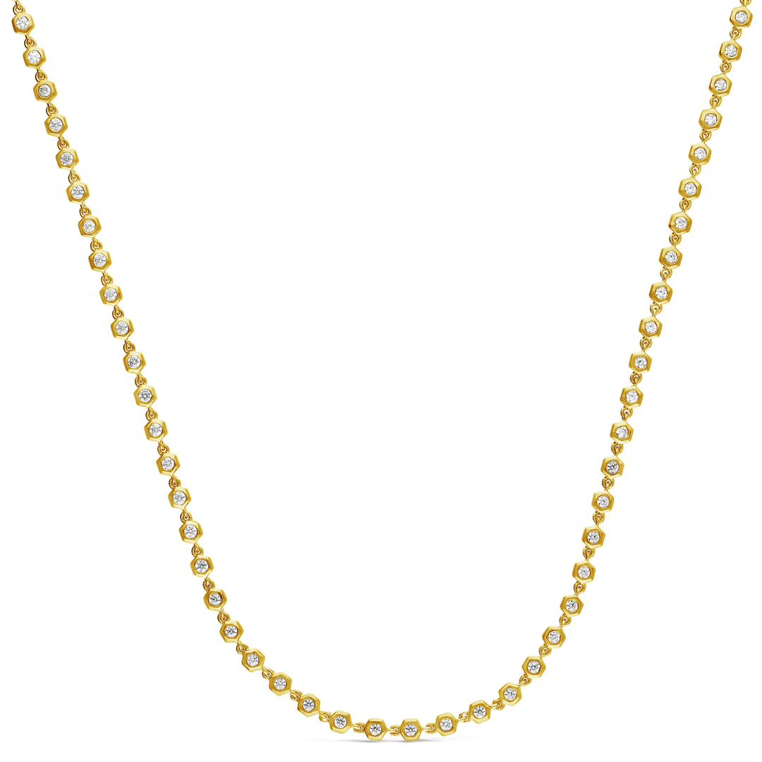 Honeycomb Cz Bezel Tennis Necklace