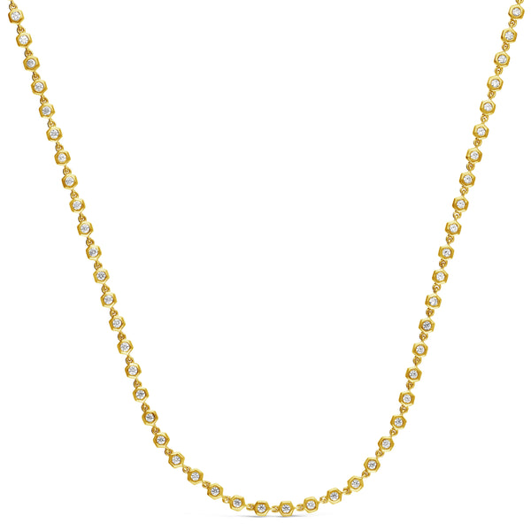 Honeycomb Diamond Bezel Tennis Necklace