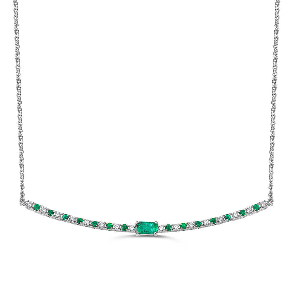Emerald and Diamond Bar Necklace