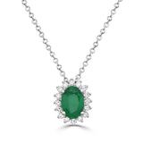 Emerald Oval & Diamond Pendant  