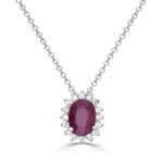 Ruby Oval & Diamond Pendant  