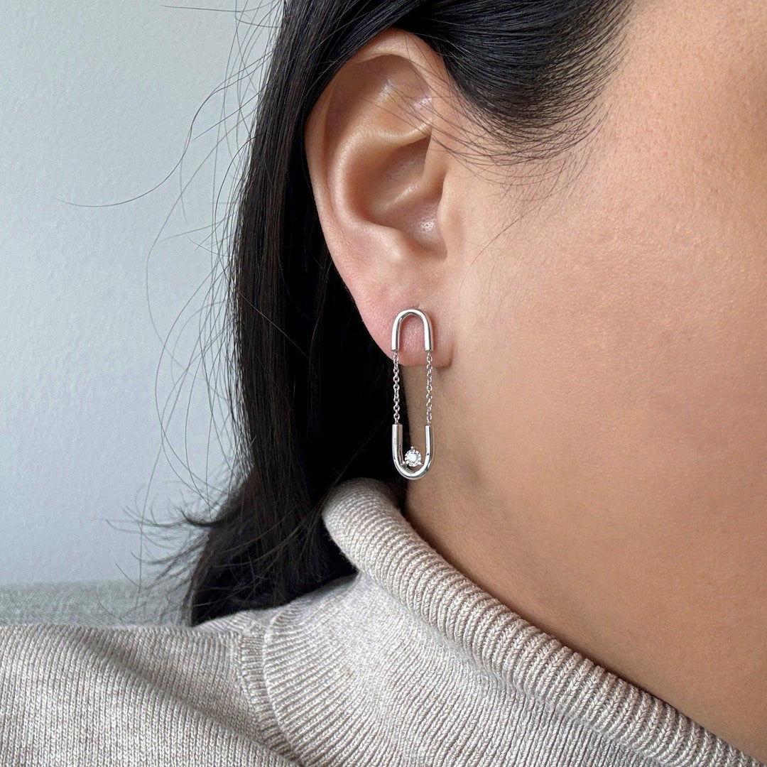 Paperclip Dangling Diamond Earrings  