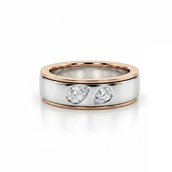 Custom Toi et Moi Pear Diamond Band Ring